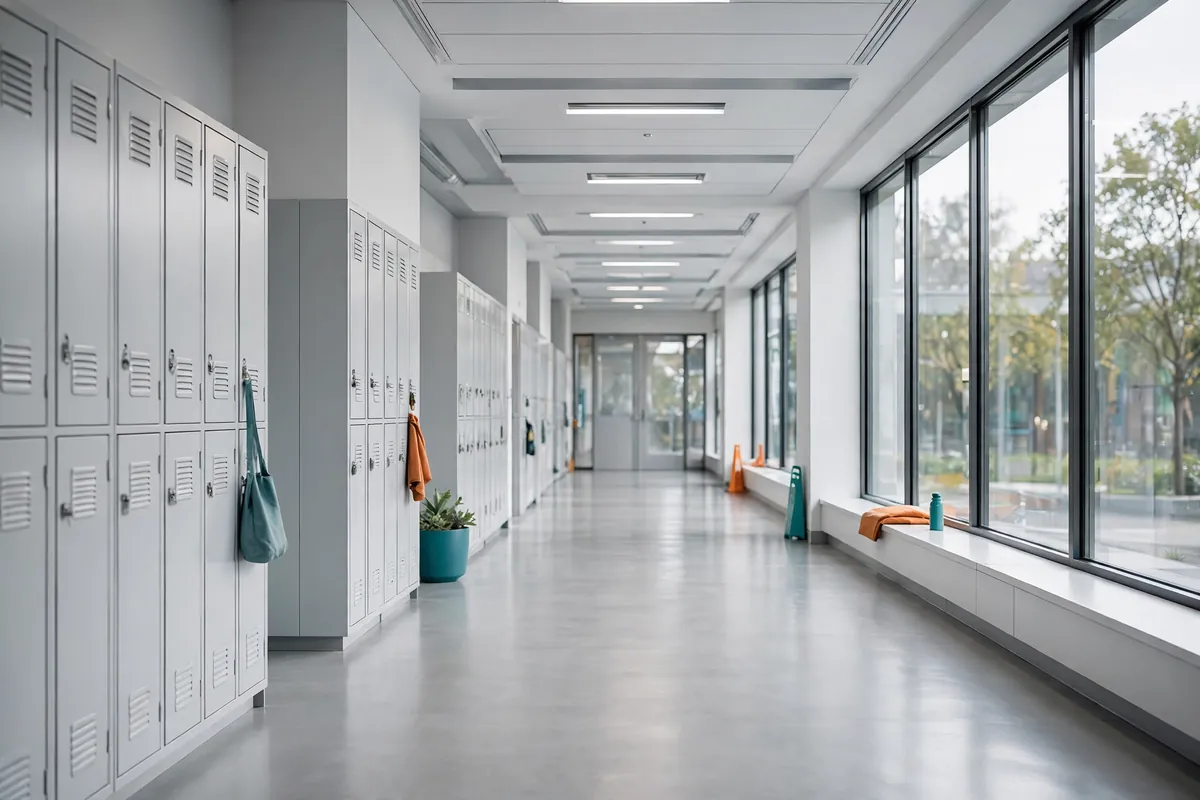 A clean school corridor